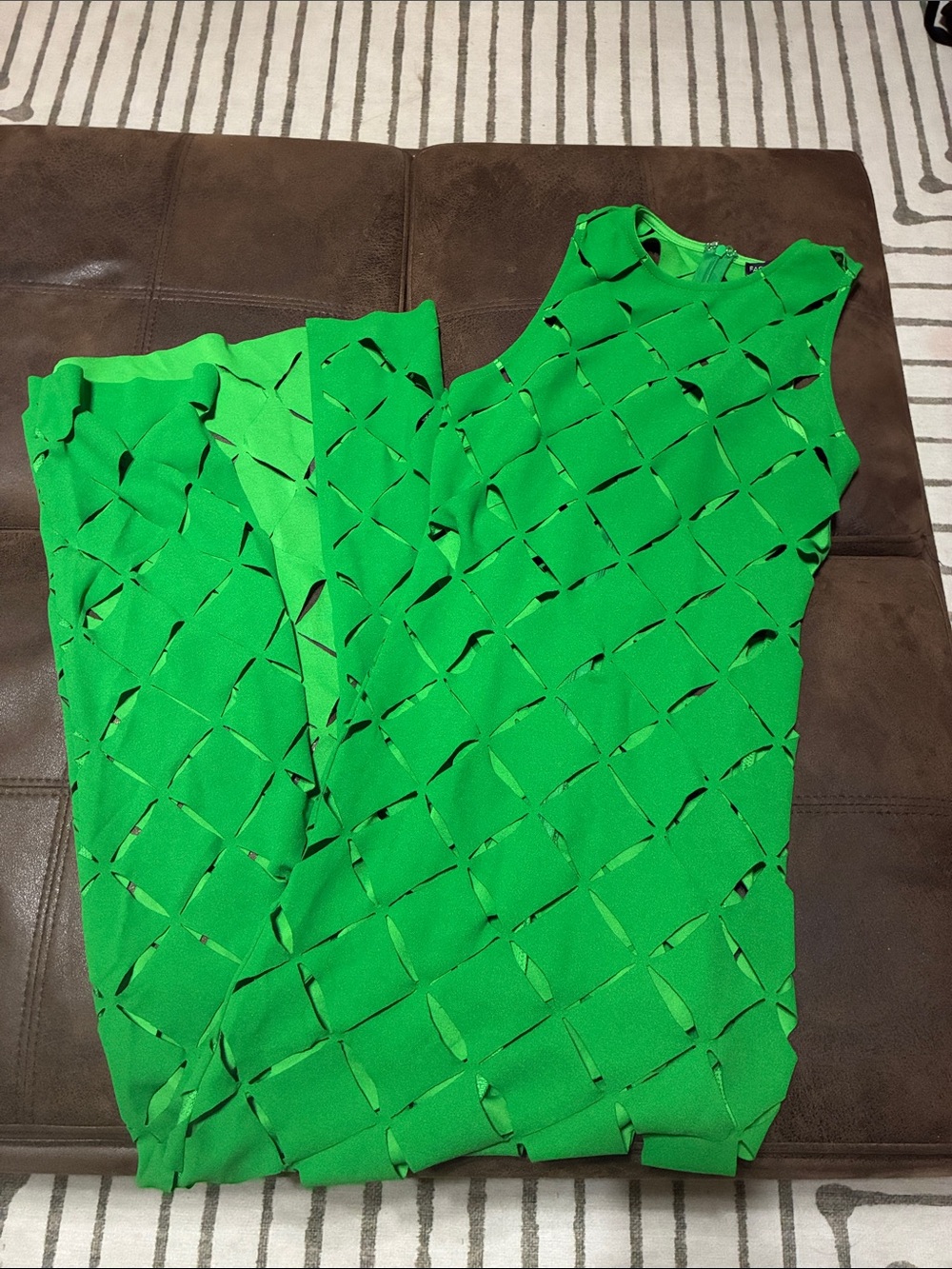 Fashion Nova Bright Green Lattice Cutout Sleeveless Top